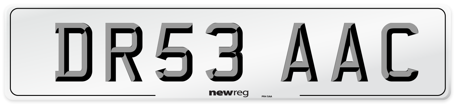 DR53 AAC Number Plate from New Reg